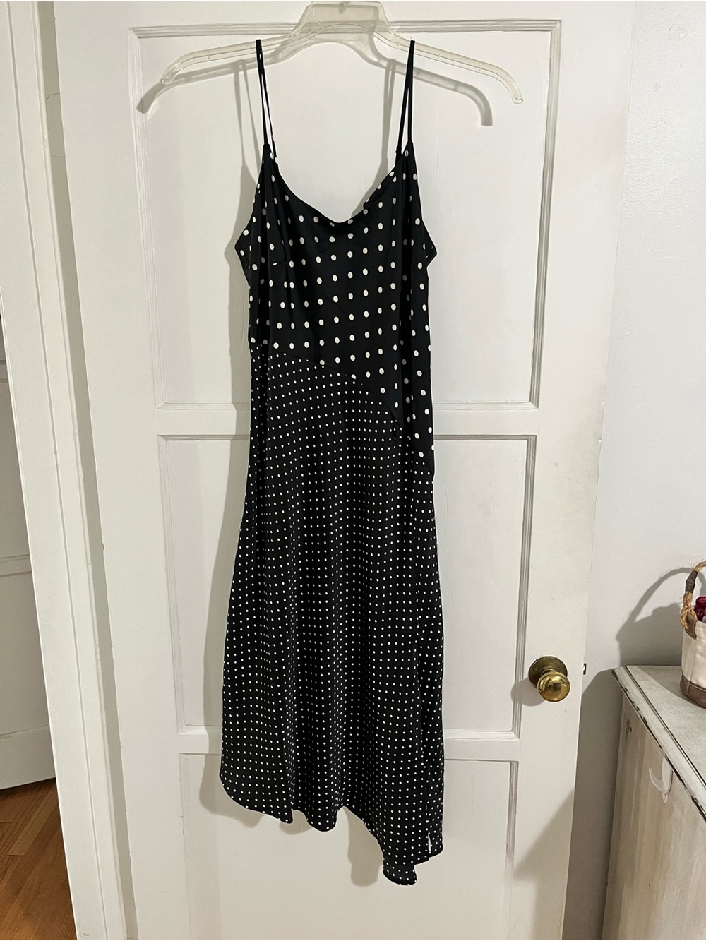 Silk Polka Dot Slip Dress - Midi